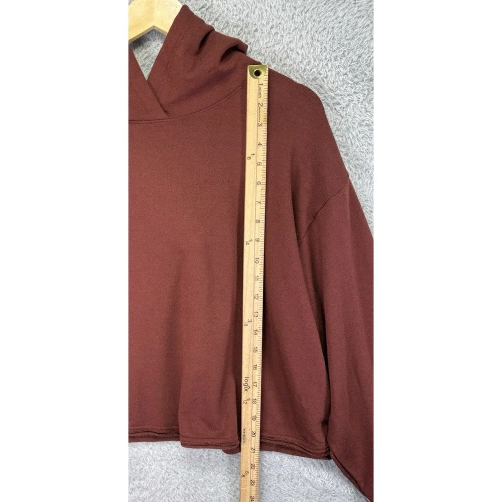Nike Yoga Luxe Womens 2X Therma-FIT Fleece Hoodie Brown Cropped Oversized Plus